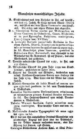 Manuscripte mannichfaltigen Inhalts.