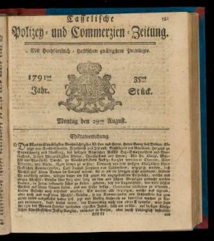 35tes Stueck, Montag den 29ten August. 1791