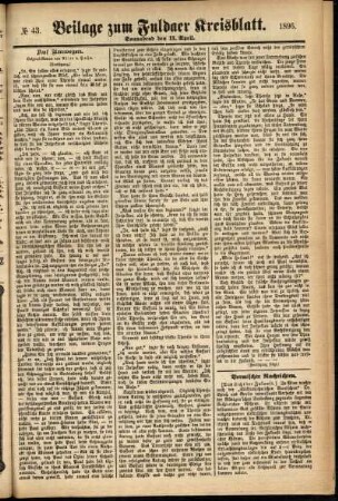 Zweite Ausgabe vom Samstag, den 11. April 1896.