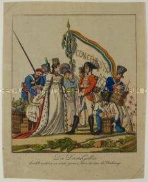 Karikatur auf die Niederlage Napoleons in den Befreiungskriegen