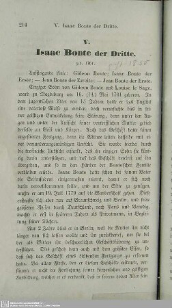V. Isaac Bonte der Dritte, geb. 1761