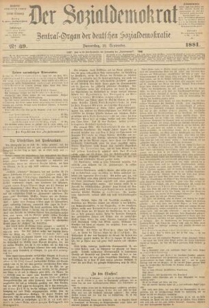 No 39. Donnerstag, 22. September. 1881.