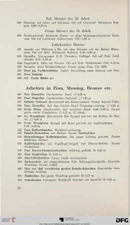Arbeiten in Zinn, Messing, Bronze etc. (Nr. 445-545)
