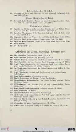 Arbeiten in Zinn, Messing, Bronze etc. (Nr. 445-545)