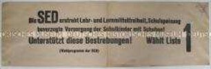 Maueranschlag mit Wahlpropaganda der SED zu den Gemeindewahlen 1946