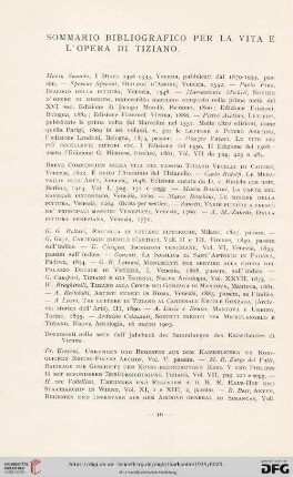 Sommario bibliografico per la vita et l'opera di Tiziano