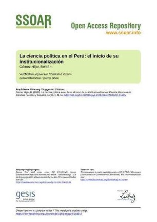 La ciencia política en el Perú: el inicio de su institucionalización