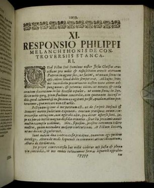 XI. Responsio Phlippi Melanchthonis De Controversiis Stancri.
