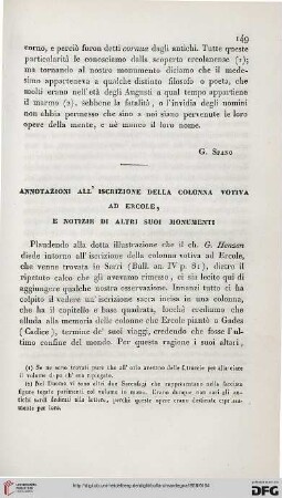 4: Annotazioni all'iscrizione della colonna votiva ad Ercole, e notizie di altri suoi monumenti