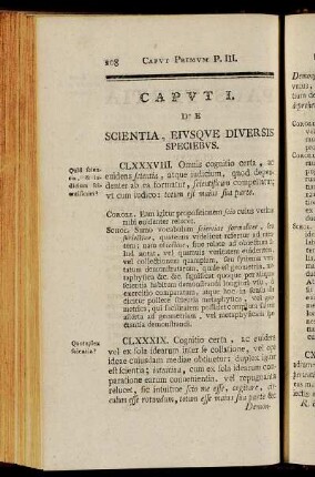 Caput I. De Scientia, Eiusque Diversis Speciebus.