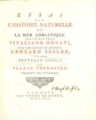 Essai Sur L'Histoire Naturelle De La Mer Adriatique