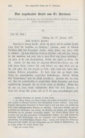 192-207 Vier ungedruckte Briefe von Cl. Brentano : Fortsetzung