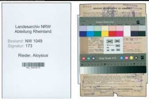 Entnazifizierung Aloysius Rieder , geb. 28.03.1900 (Bahnbeamter)