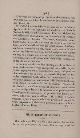 Sur la quadrature du cercle.