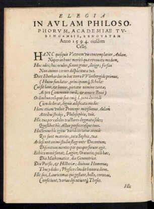 Elegia In Aulam Philosophorum ...