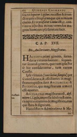 Cap. XVII. De Auctoritate Magistratus.