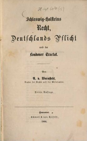 Schleswig-Holsteins Recht, Deutschlands Pflicht und der Londoner Tractat