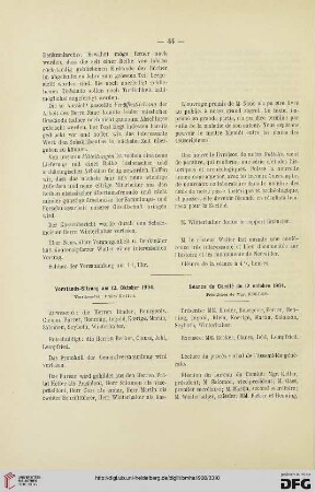 Vorstands-Sitzung am 12. Oktober 1904 / Séance du Comité du 12 octobre 1904