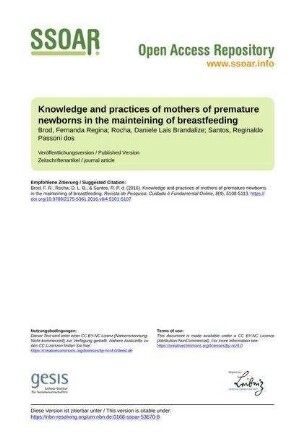 Knowledge and practices of mothers of premature newborns in the mainteining of breastfeeding