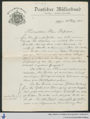 Brief von Theodor Fritsch vom 28.12.1901.