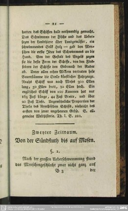 Zweyter Zeitraum. Von der Sündfluth bis auf Mosen