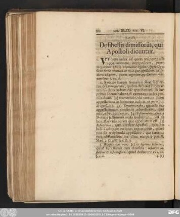 Tit. VI. De libellis dimissoriis, qui Apostoli dicuntur.