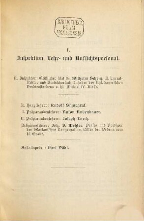 Jahresbericht über die Königlich-Bayerische Katholische Präparandenschule Regensburg : für das ... Schuljahr .... 1896/97 = Jg. 22