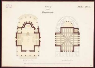Friedhofskapelle für den neuen Friedhof, Greifswald: Grundriss in Sockel- und Deckenhöhe 1:100