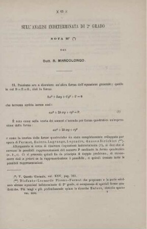 Sull'analisi indeterminata di 2° grado.