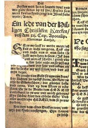 Ein ledt van der Hilligen Christliken Kercken / vth dem xij. Cap. Apocalip. Martinus Luther.