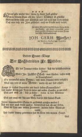 Bittere Trauer-Klage