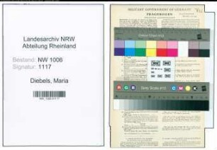 Entnazifizierung Maria Diebels , geb. 06.04.1898 ()