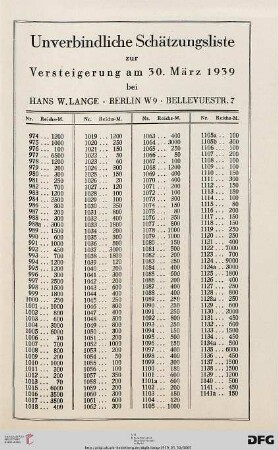 Unverbindliche Schätzungsliste
