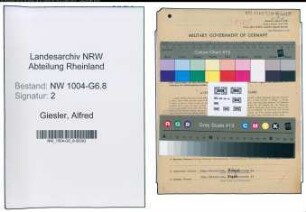 Entnazifizierung Alfred Giesler , geb. 05.01.1897 (Formermeister)