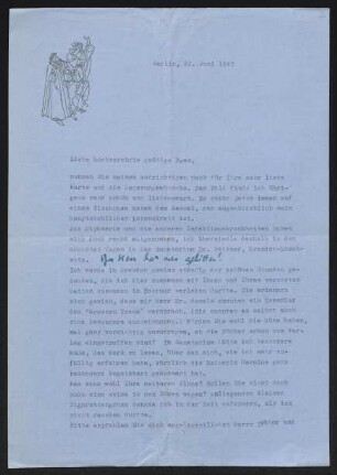 Brief von Rolf Italiaander an Margarete Hauptmann