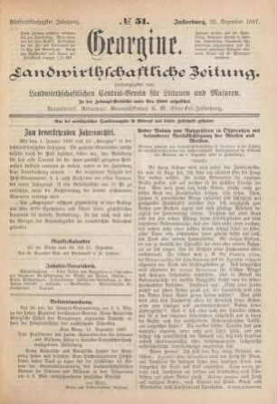 Fünfundfünfzigster Jahrgang. No. 51. Insterburg, 22. Dezember 1887.