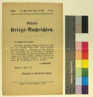 Kriegsdepesche des Norddeutschen Bundes über die Kriegsereignisse vom 13.9.1870 in Laon