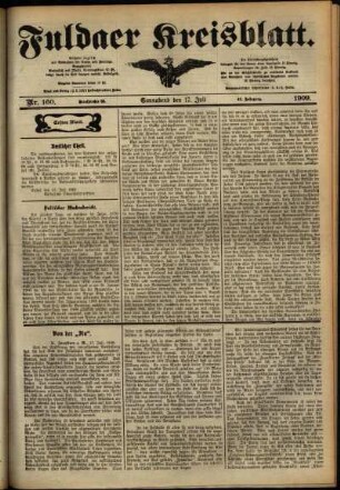 Erste Ausgabe vom Samstag, den 17. Juli 1909.