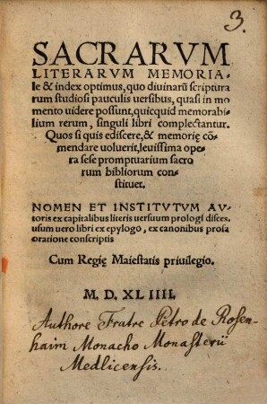 Sacrarum literarum memoriale & index optimus