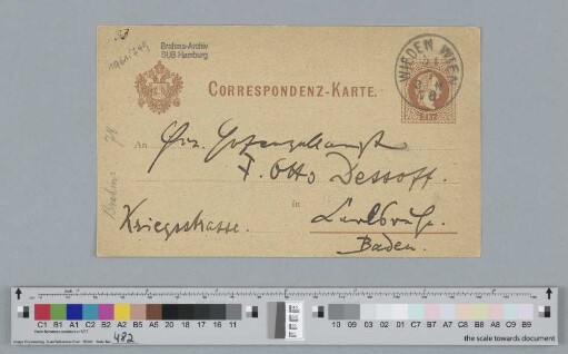 Postkarte an Otto Dessoff