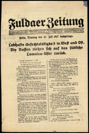 Ausgabe vom Dienstag, den 17. Juli 1917.