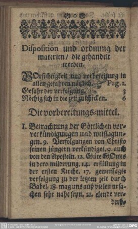 Disposition und ordnung der Materien, die gehandelt werden