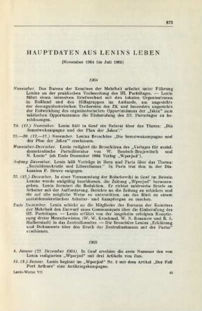 Hauptdaten Aus Lenins Leben (November 1904 bis Juli 1905)