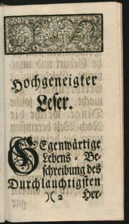 Hochgeneigter Leser