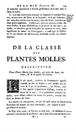 De la Classe des Plantes Molles