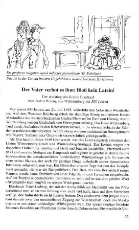 Der Vater verbot es ihm: Bloß kein Latein!