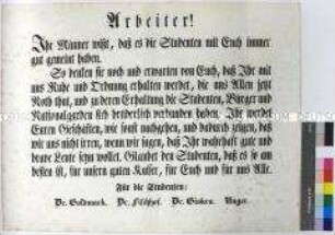 Aufruf von Studenten an die Arbeiter