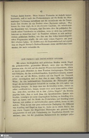 Der Embryo des Hegel'schen Systems