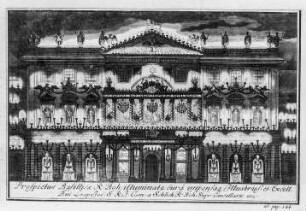 Heraeus, Carl Gustav: Inscriptiones et Symbola Varii Argumenti, 1734. Prospectus Basilicae .., ad page 144, Kupferstich; 19 x 27,7 cm (Plattenrand). Dresden: SLUB Art.plast.2685