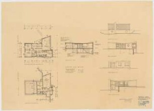 Haus und Garten Paepke, Hofgeismar-Carlsdorf: Grundriss Untergeschoss, Erdgeschoss; Aufriss Nordansicht, Südansicht, Westansicht, Ostansicht; Schnitt 1:100
